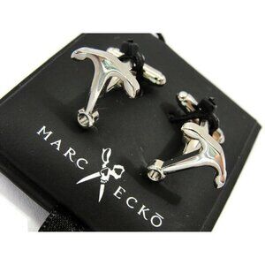 Vintage Marc Ecko Anchor Cufflinks Silver Tone Cut & Sew On Original Card
